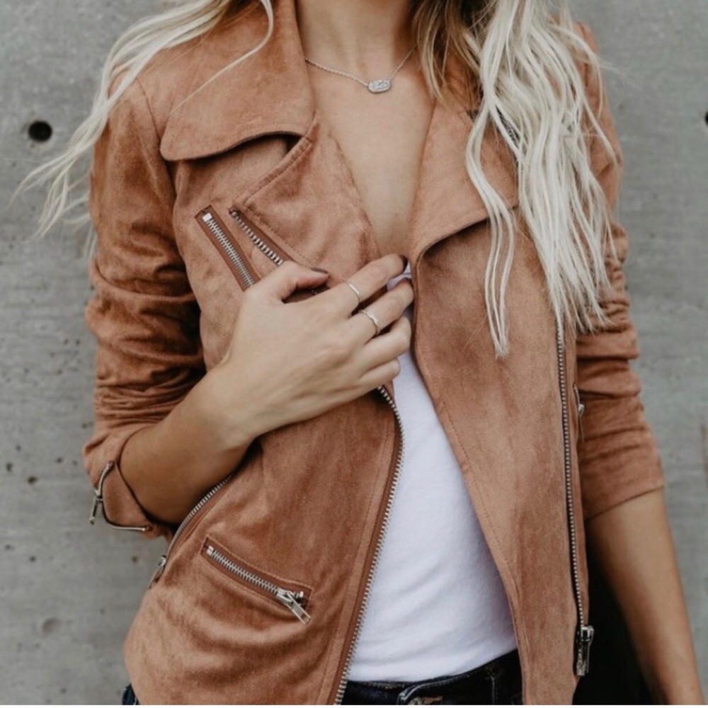 Vici XS NWOT Tan suede biker jacket